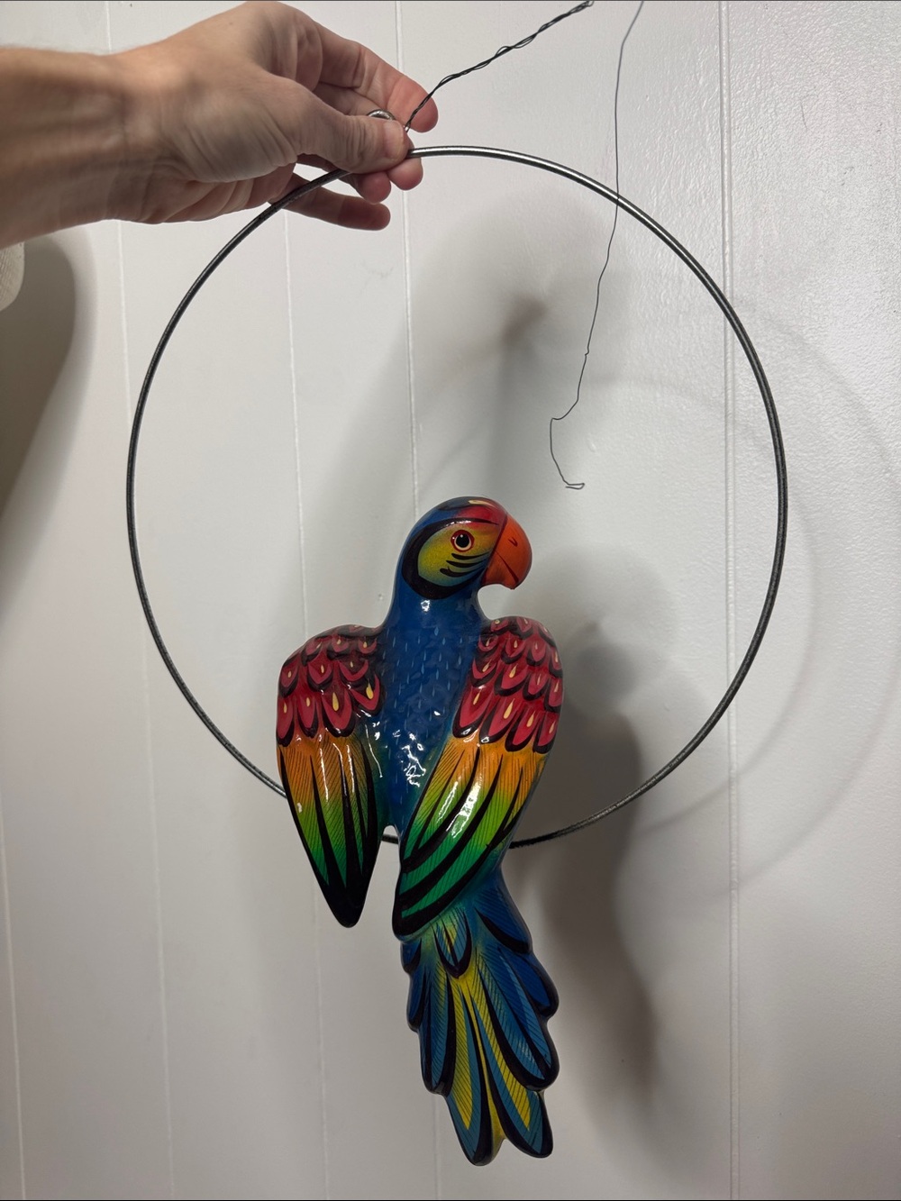 Vintage hanging parrot decor